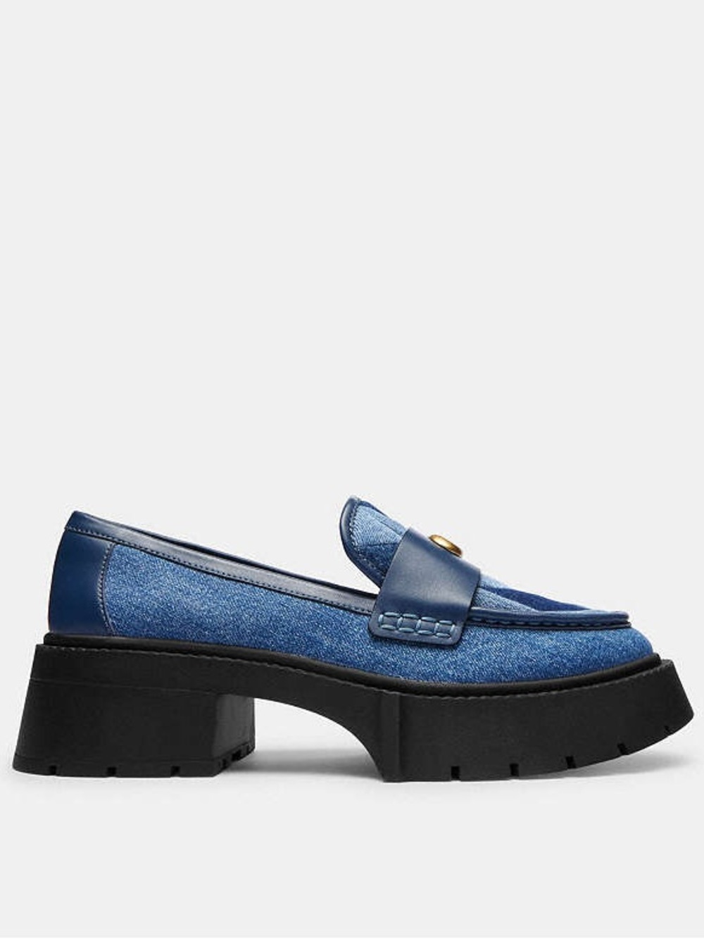 Coach Denim Leah Platform Loafer With Quilting - Picture 15 of 15